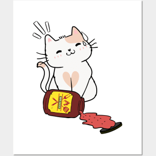 Funny Persian Cat Spills a jar of BBQ Sauce Posters and Art